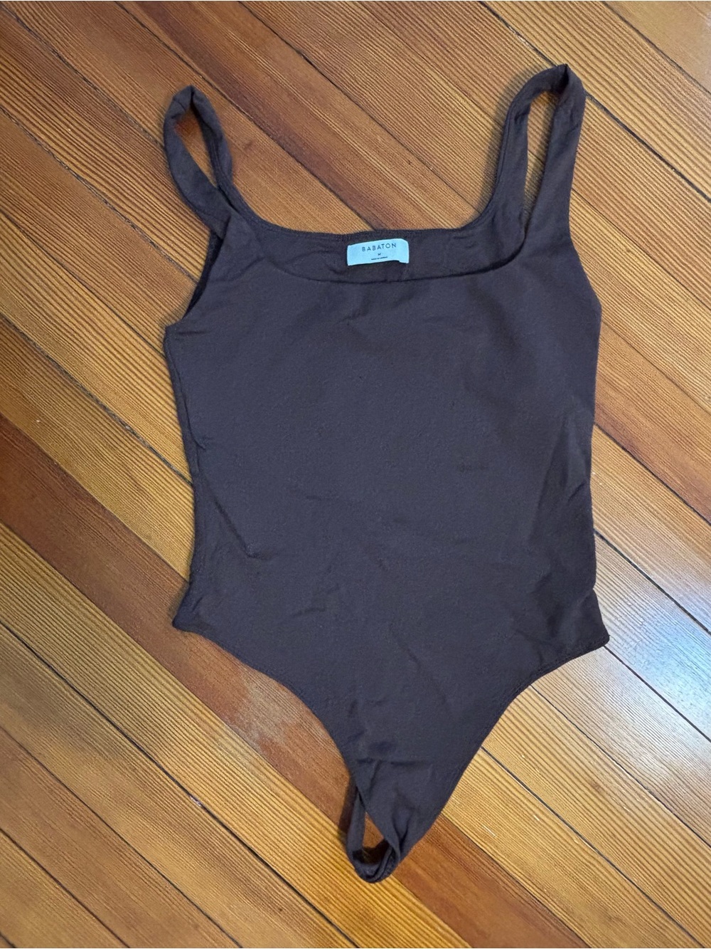Aritzia Babaton Chocolate Brown Square Neck Contour Bodysuit